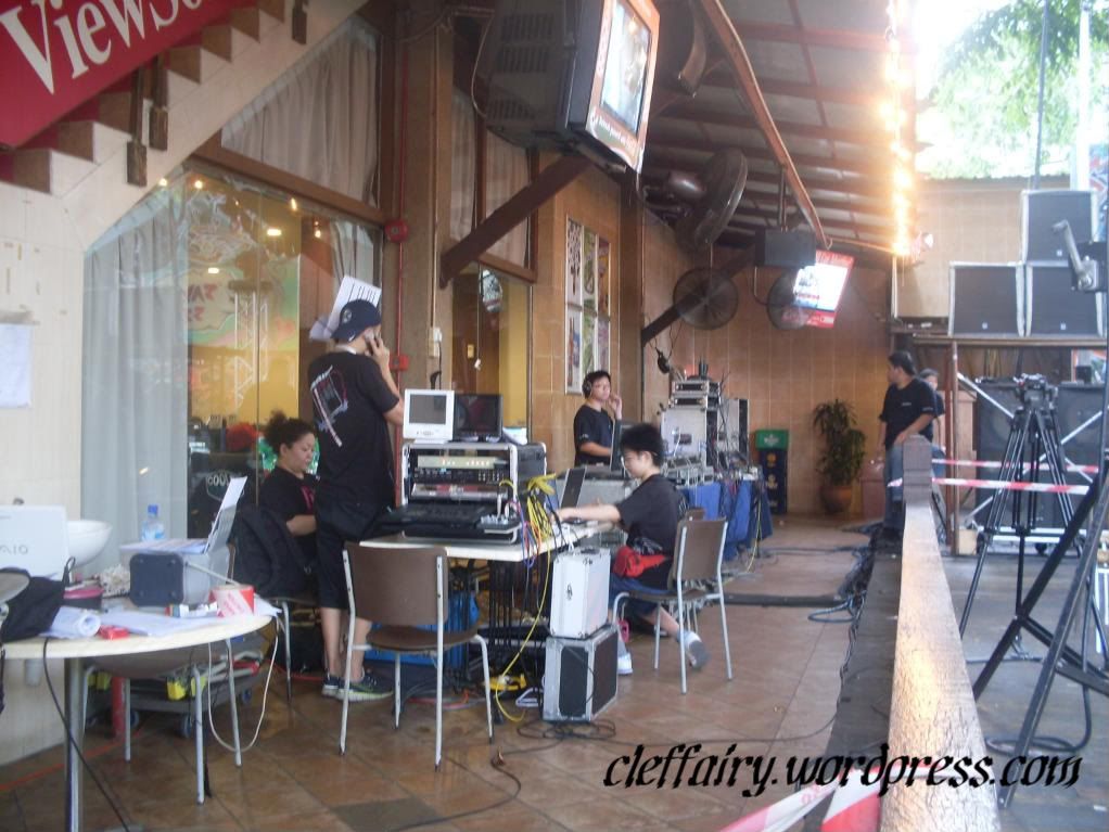 Backstage crew Sound system workstation & the crew