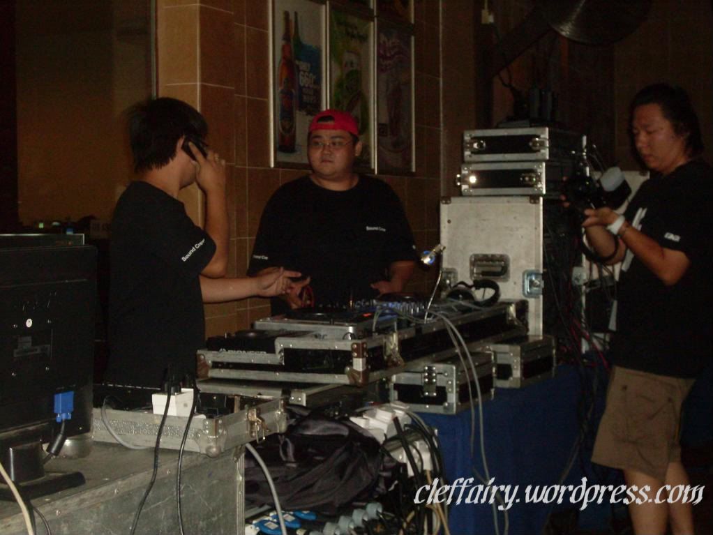 Sound sys crew A picture of the sound engineer, deejay and photographer